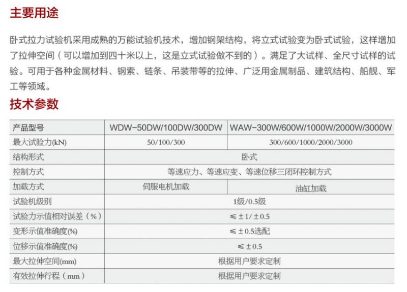 鋼絲繩 臥式拉力試驗機